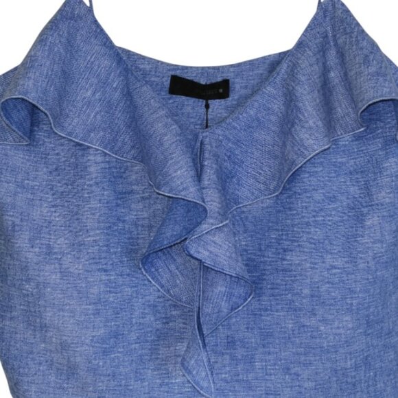 NWT Zara Blue Linen Ruffle Camisole Top XL Summer Resort Casual - Picture 3 of 6